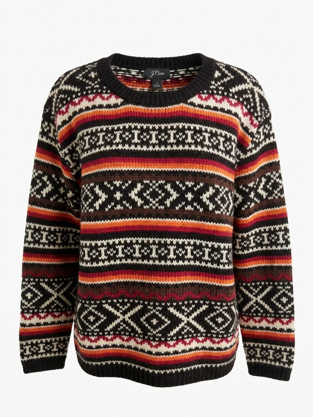 J.Crew 100% Wool Fair Isle Sweater Classic Preppy Pattern Excellent Condition